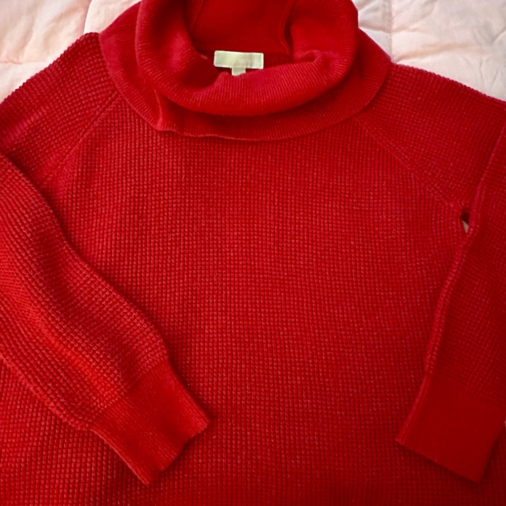 Michael Kors Bold Red Cowl Neck Turtleneck Sweater